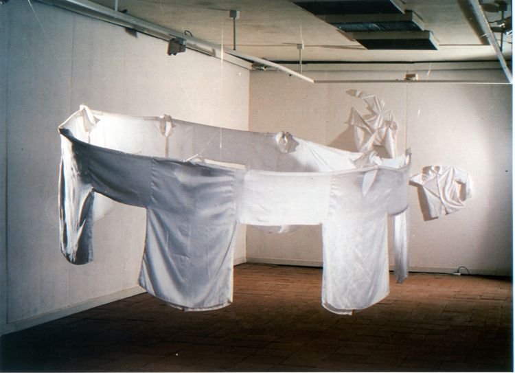 Let's Dance/ Clothes for Collective Life (1996) installation view from the solo exhibiton, XXL Gallery 1996